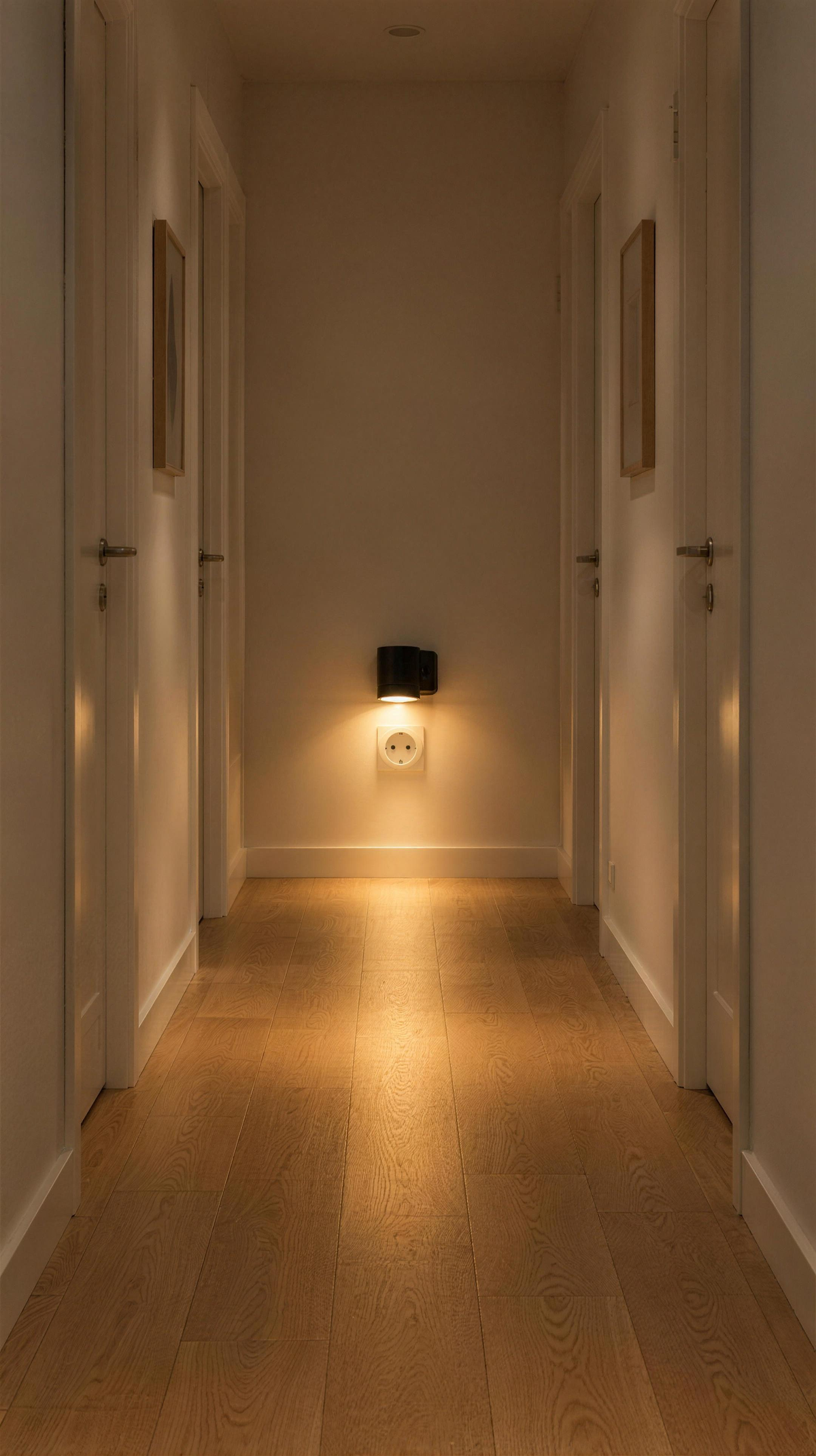 Hemlight lyser upp hallen på natten